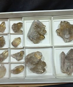 (WC015545) One Box Of 12 Natural Golden Citrine Quartz Crystals From Congo