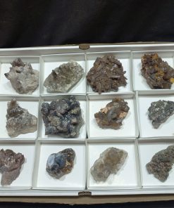 (WC015542) One Box Of 12 Haematite Included Smoky Quartz Crystals From Orange River