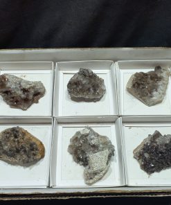 (WC015530) One Box Of 6 Haematite Included Smoky Quartz Crystals
