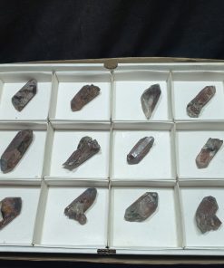 (WC015522) One Box Of 12 Haematite Included Smoky Quartz Crystals From Orange River