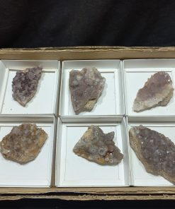 (WC015521) One Box Of 6 Amethyst Quartz Crystals From Orange River